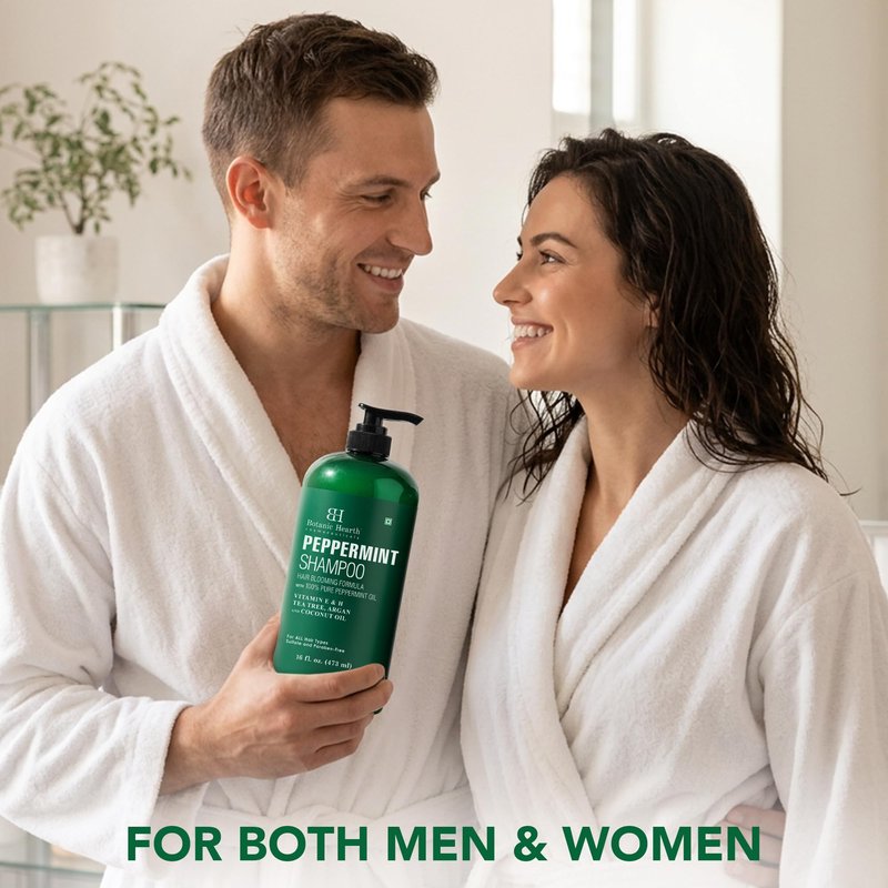 Botanic Hearth Peppermint Oil Shampoo | Hair Blooming Formula With Keratin For Thinning Hair | Fights Hair Loss, | Sulfate Free For Men And Women | 16 Fl Oz