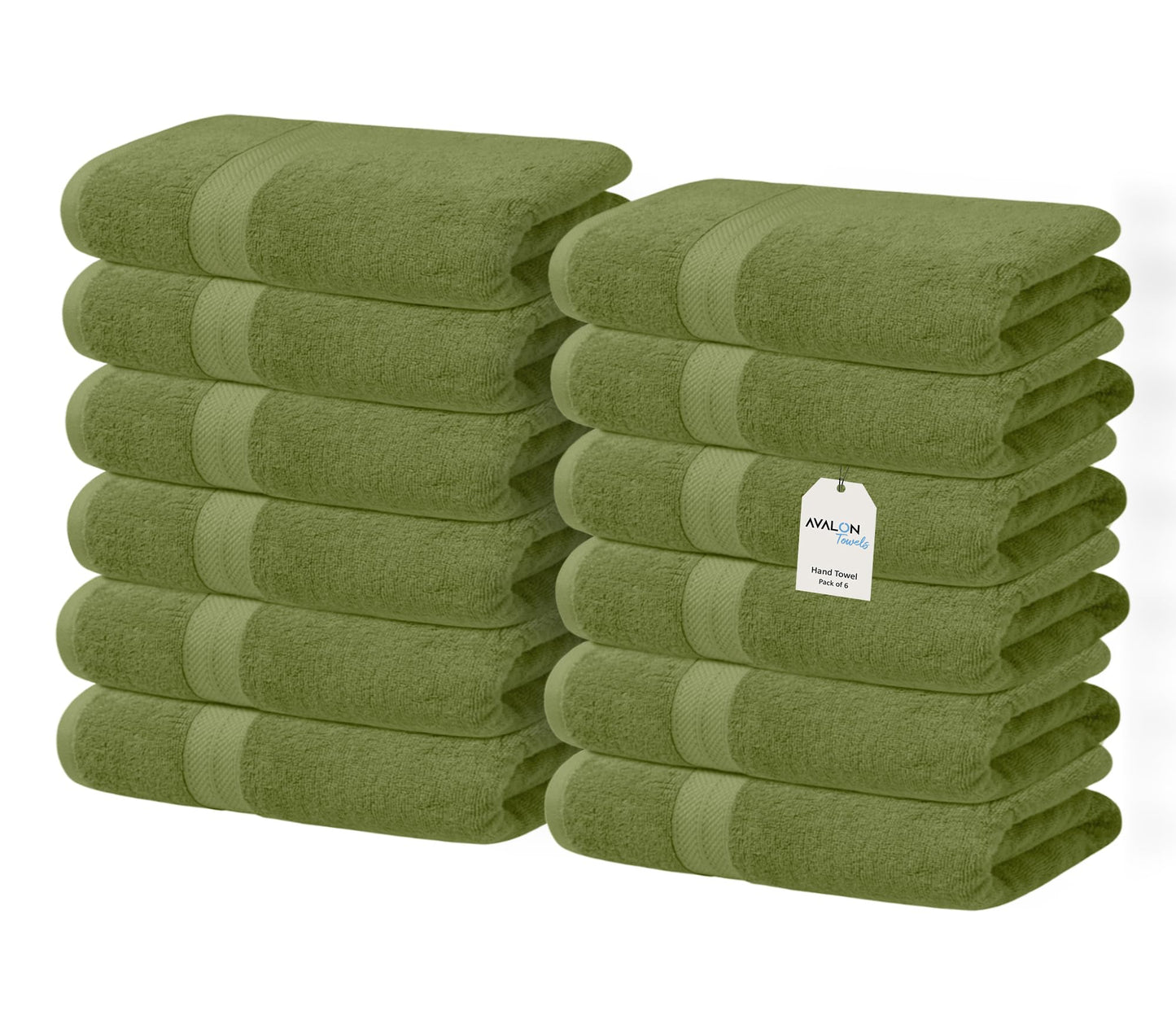 Avalon Towels Luxury Washcloths Value Pack of 12 – Premium Cotton, Soft & Absorbent Wash Cloths for Body and Face, Hotel and Spa Quality Wash Clothes, Quick Dry and Machine Washable (Moss)