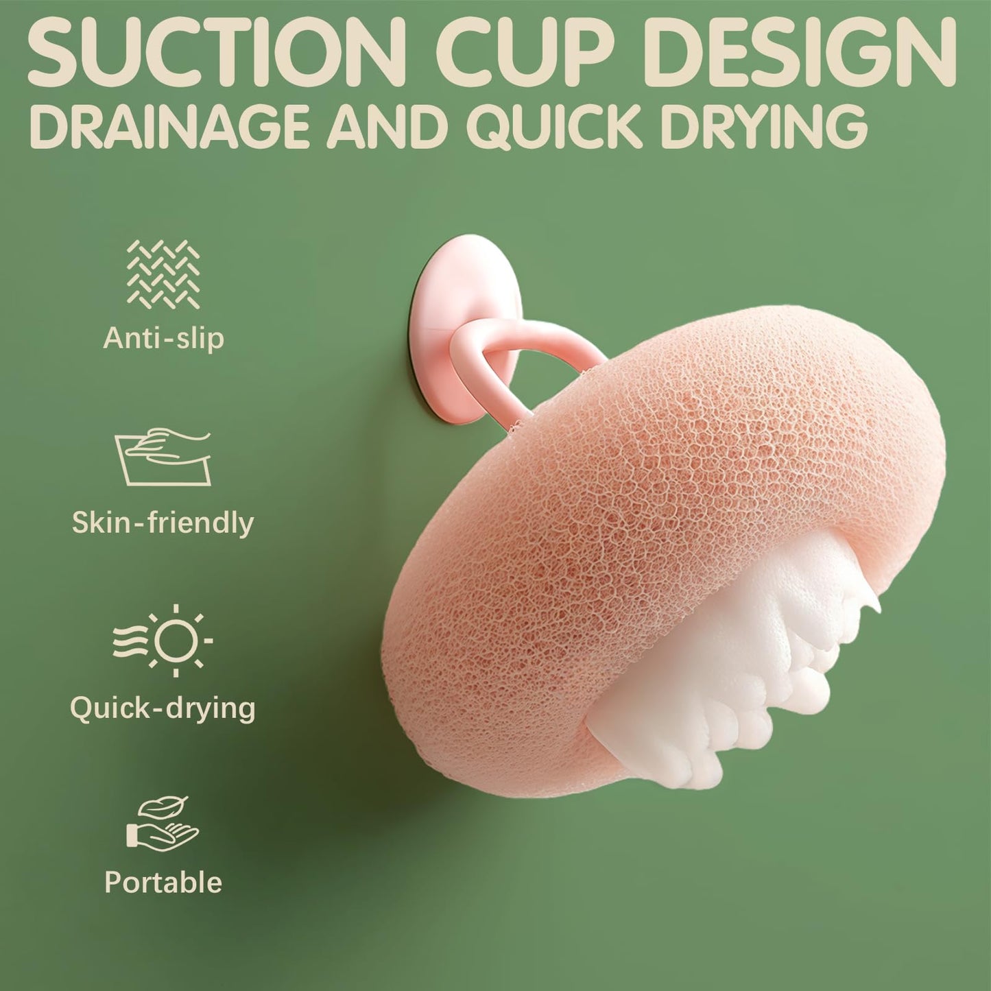 Super Soft Sunflower Suction Bath Ball, 2025 Upgraded 2 in 1 Sunflower Bath Ball Exfoliating Bath Sponge Cleaning Brush (2) (Pink)