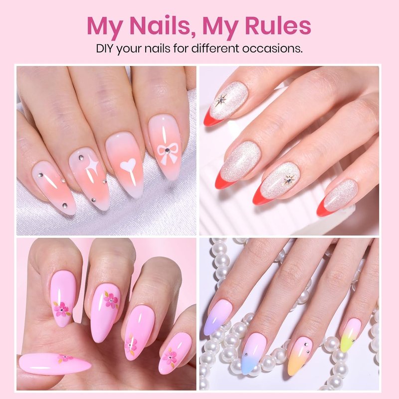 Beetles Medium Almond Nail Tips - 576pcs Pre-Etched Soft Gel | Half Matte Full Cover DIY Extensions