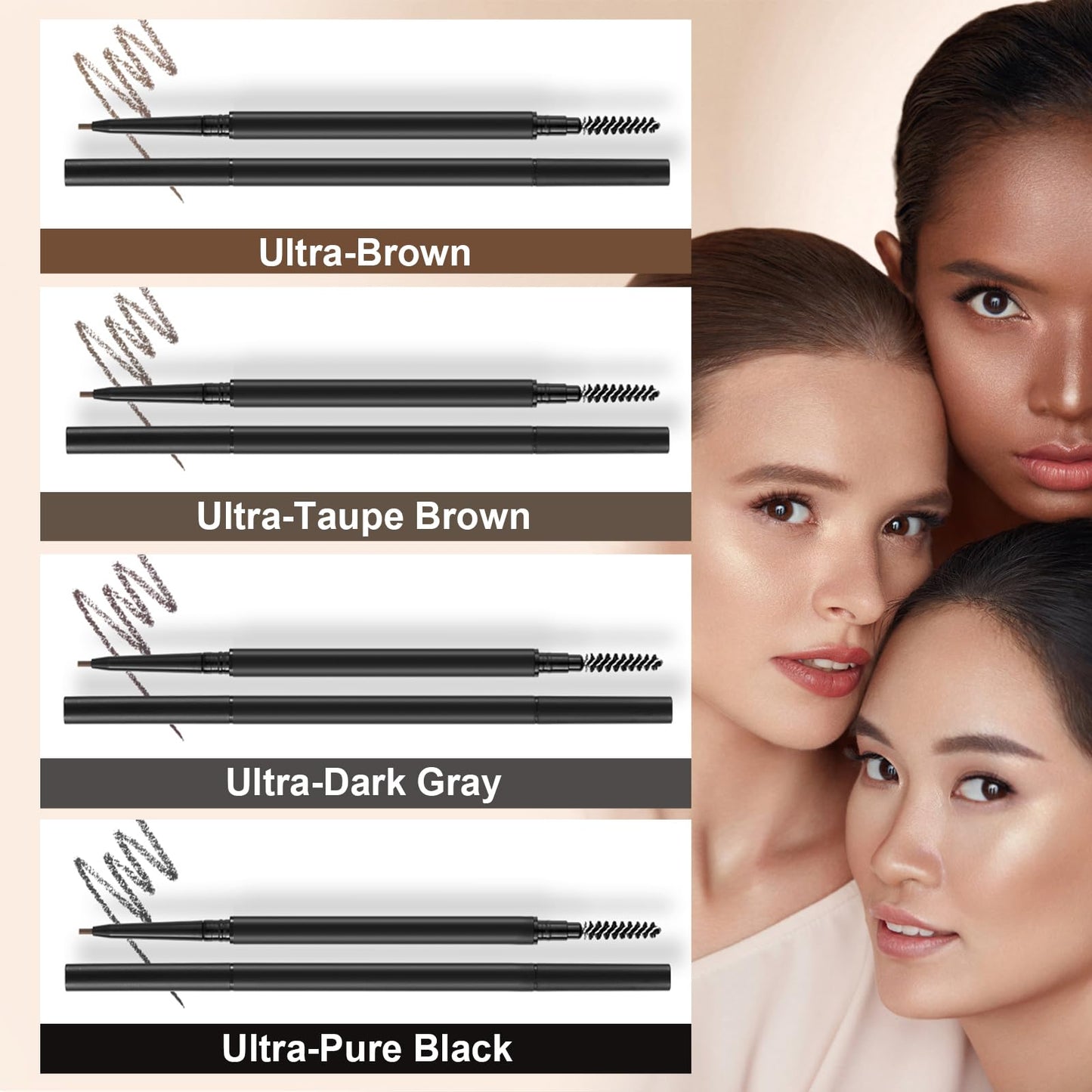 YiGuMy Eyebrow Pencil, Retractable Definer with Dual Brush, Ultra-Fine Tip for Precise Brow Makeup, Waterproof Gel Formula, Natural Hair-Like Strokes, Enhance Beauty (Brown, Ultra)