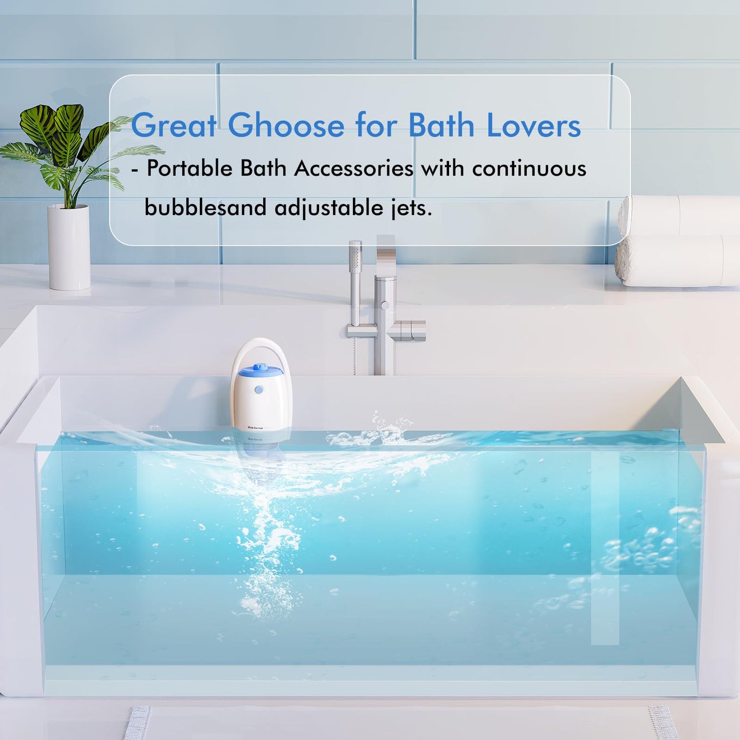 Yeahout Bath Jets for Tub, New Upgraded Portable Bath Jets Spa, Home Spa Bathtub Jets Creates Soothing Bubbles and Massage for Relaxing Daily Use, Bathtub Accessories for Women, Blue
