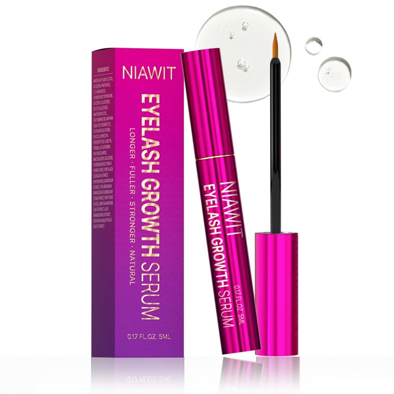 NIAWIT Eyelash Growth Serum and Eyebrow Enhancer – Advanced Formula for Longer, Fuller, Thicker Lashes & Brows Naturally | Nourishes Sparse Lashes with Biotin, Peptides - Gentle & Non-Irritating