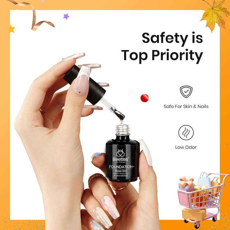 Beetles 3Pcs 15ml Builder Nail Gel with No Wipe Top Base Coat Halloween Set for Nails & 80Pcs Fall Nail Fest Color Enchantment 55 Colors Gel Polish Starter Kit with Base Top Coat