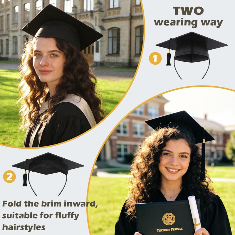 LIHELEI Graduation Cap Headband, Pro-Grip Stabilizer Grad Cap Headband Insert for Suitable for All Hairstyles-1 Pack Black