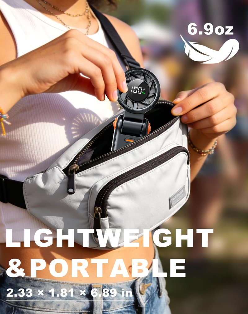 AUIIAH Portable Handheld Turbo Fan - 5 Speed Mini Personal Fan with Strong Airflow, Foldable 3 in 1 Rechargeable Battery Operated Travel Essentials Hand Fans for Indoor/Outdoor Use, Black