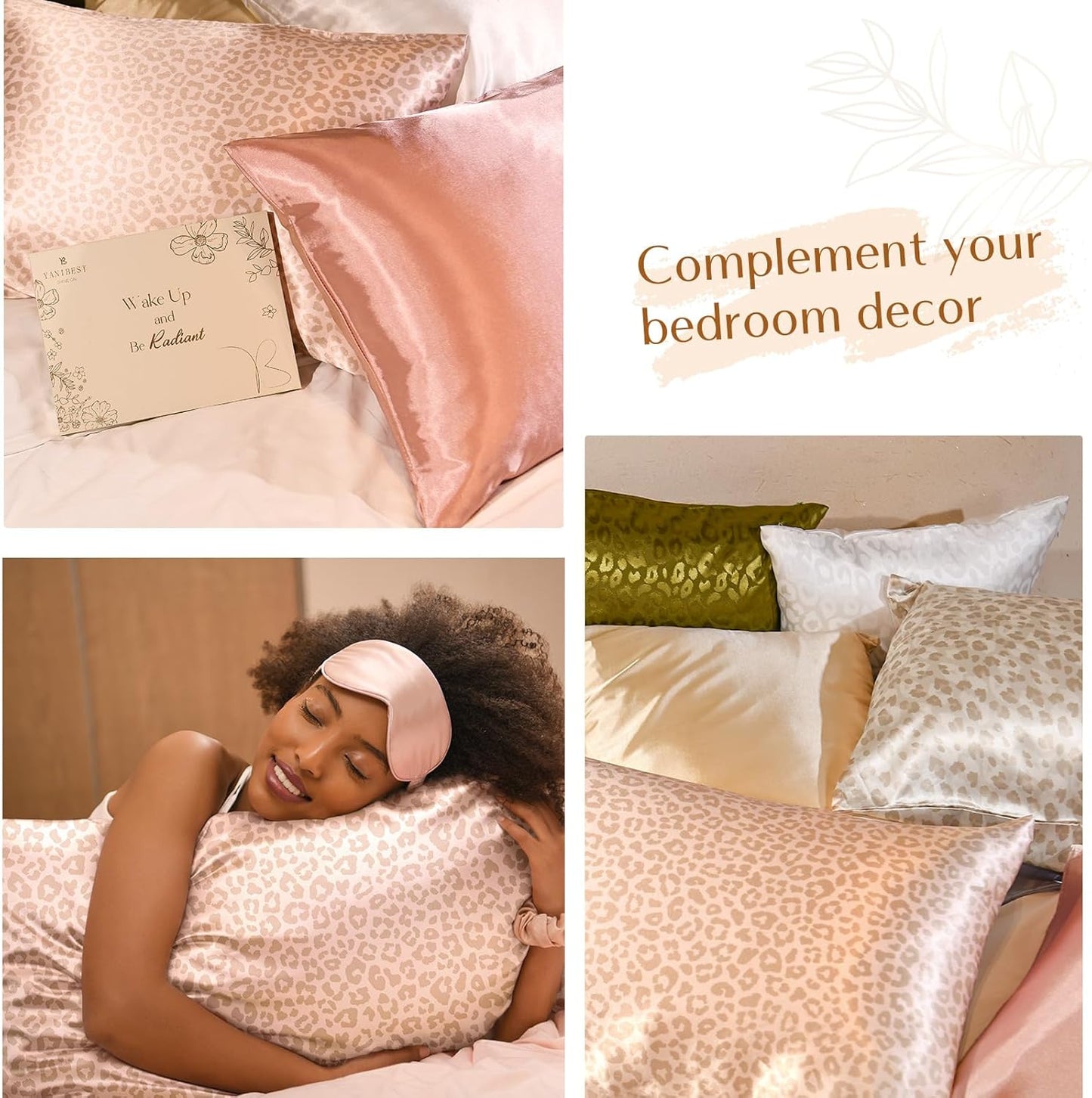 Yanibest Leopard Satin Pillowcases - Silk Pillow Cases for Hair & Skin | Standard 20"x26" Size