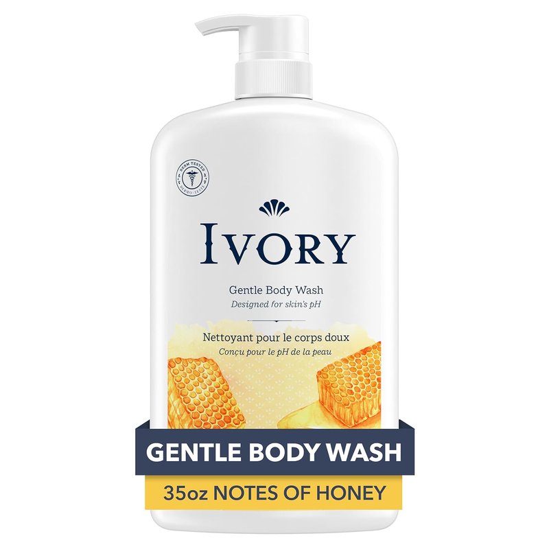 Ivory Body Wash - Gentle Formula for Sensitive Skin | Honey Scent, 35 oz - Family-Friendly & pH Balanced