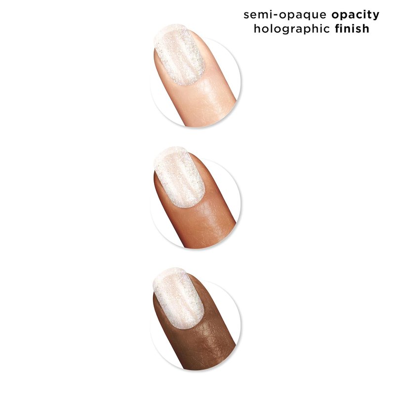 Sally Hansen Holo-Glow Nail Polish - Quick Dry, Streak-Free Shine | 101 Shine Bright | Holographic Light Grey Color