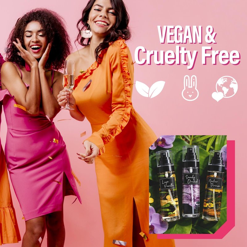 AQUA BLANCE 3-Pack Vanilla Body Spray for Women, Travel Size Fragrance Mist Set with Luxe Vanilla, Nectar Dream & Sandy Orchid, Long Lasting Body Mist for Travel & Gym, 3.4 fl oz Each