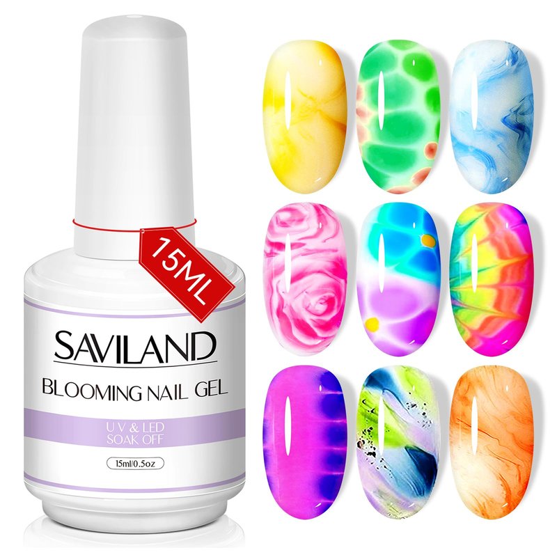 SAVILAND Blooming Gel: Clear Booming Gel Nail Polish Nails Blossom for Spreading Effect Marble Nail Polish Flower Watercolor Nails Art Design Manicure Salon Home DIY