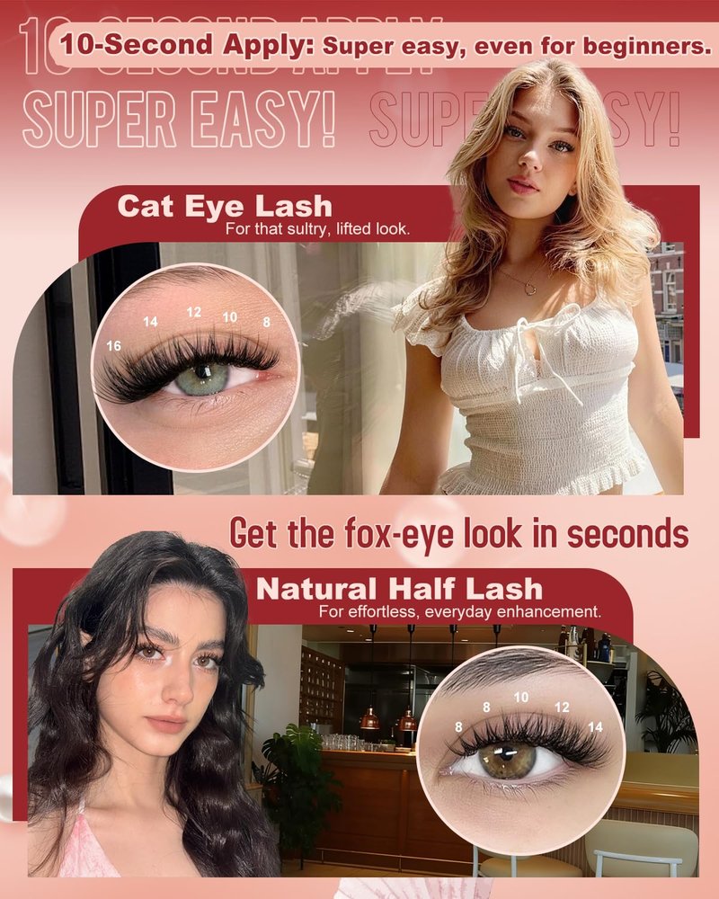 Lash Clusters Kit - 144pcs C Curl Natural Eyelash Extensions | DIY Wispy 8-16mm with Bond & Seal Tweezer