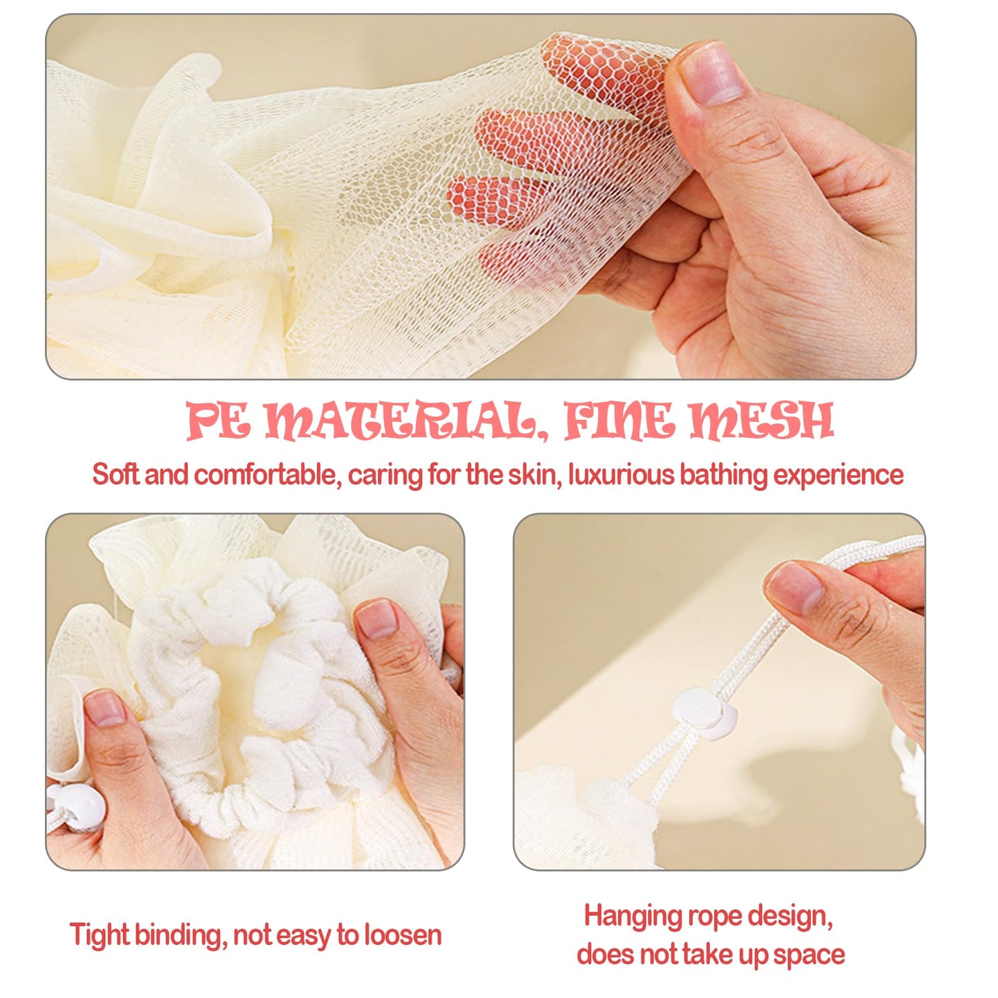 4pcs loofah washcloth Combo 2 in 1 bar soap loofah Pouch Holder Mesh Shower Ball for Exfoliating Body Wash Smooth Skin Free Loofah Dish Towel (Bohemian Color)