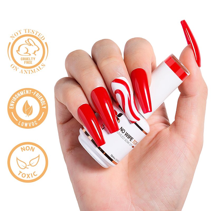 Nicedeco Gel Nail Polish Set - Hema Free No Wipe Top & Base Coat | 2 Pcs, 15ml, Low Odor, Vegan, Long Lasting