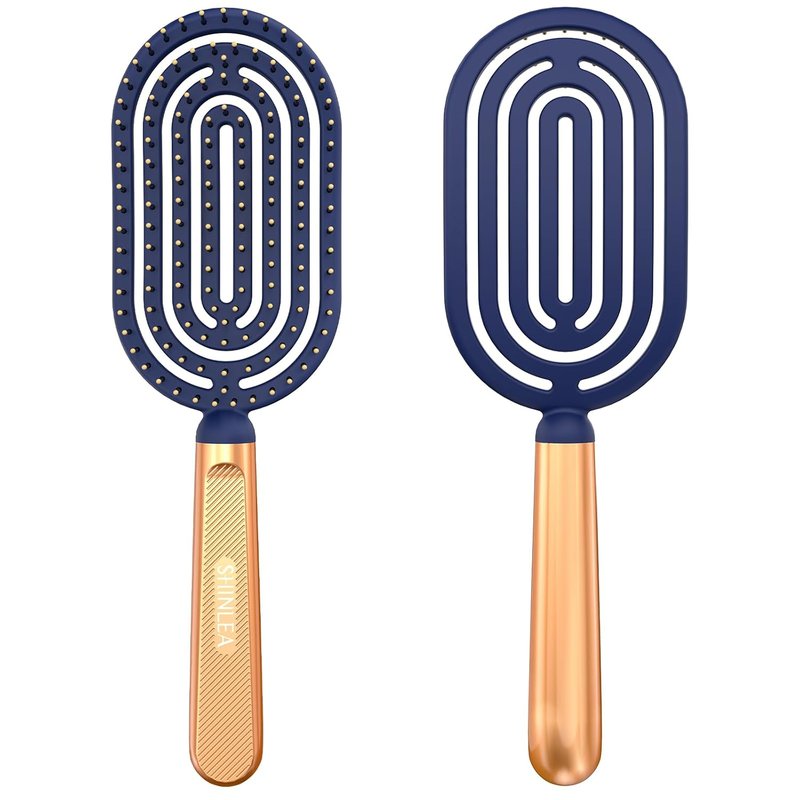SHINLEA Speed Dry Detangler Brush - Spiral Vented Design for Wet Hair | Luxury Gold Handle & Soft Bristles