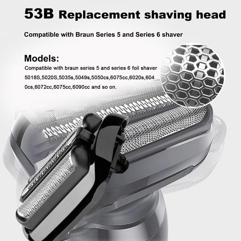 Braun 53B Series 5 Replacement Shaver Head | Compatible Blades for Braun Series 5 & 6 Electric Razors