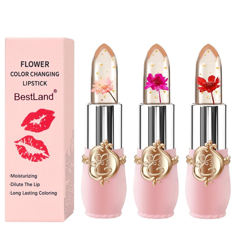 Flower Jelly Lipstick Set - Temperature Changing Moisturizer Balm | Long-Lasting Color (3 Pcs)