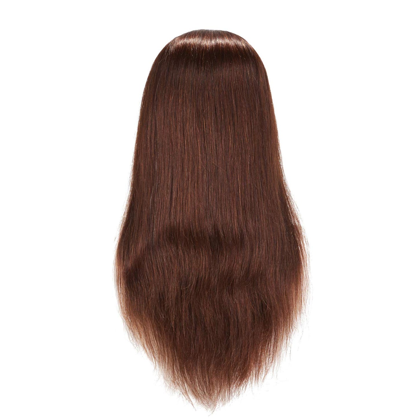 Traininghead 20-22" Female 100% Human Hair Mannequin Head Hair Styling Training Head Cosmetology Manikin Head Doll Head for Hairdresser with Free Clamp (Brown)
