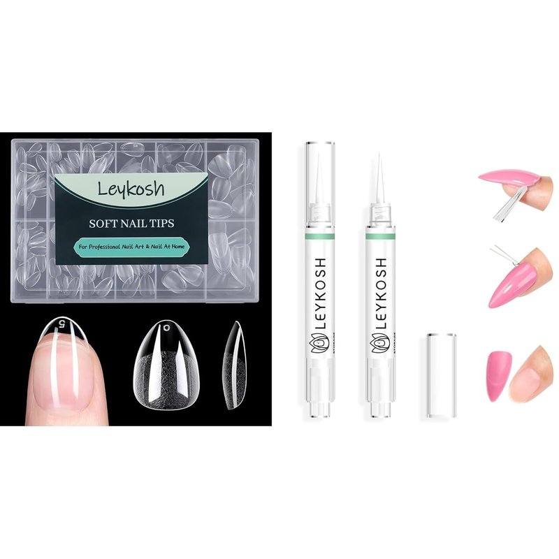 Nail Glue Remover - 2-in-1 Stick & Pen Design for Press-On Nails | 5ml Each, 216pcs Acrylic Tips