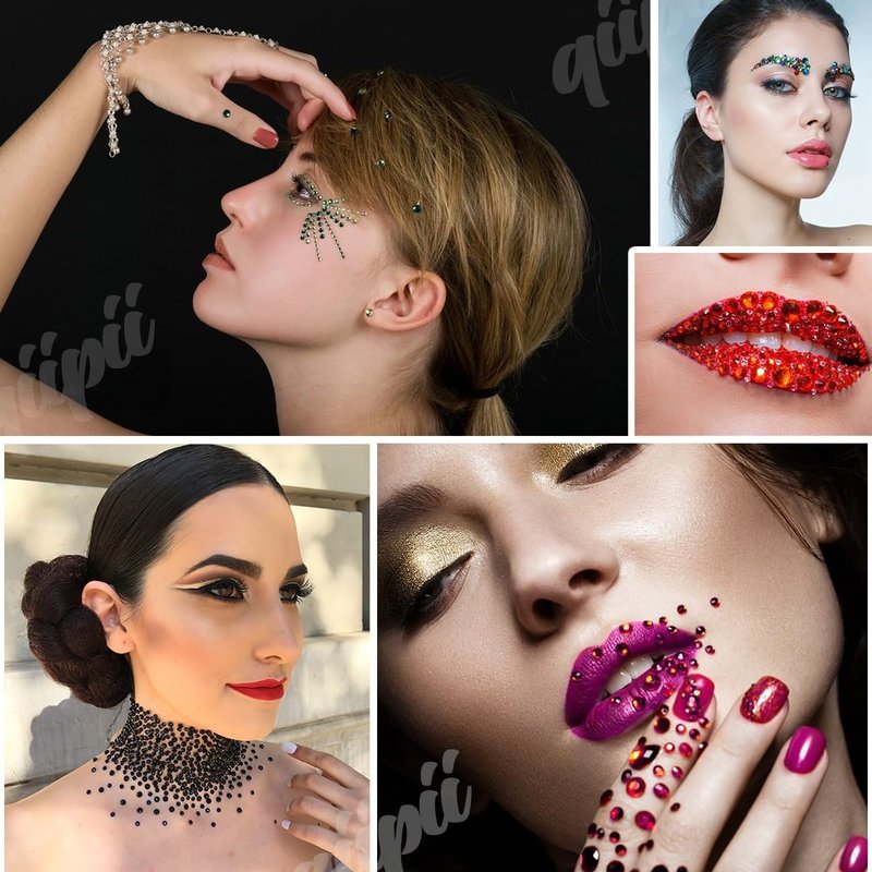 qiipii 24 Color 2mm Small Crystal Resin Rhinestones for Bedazzling Crafting SS6 Tiny Flatback Stones Colorful Gems Diamonds Charms for Nails Eyes Face Makeup Tumblers Bottles DIY Crafts Clothes Shoes