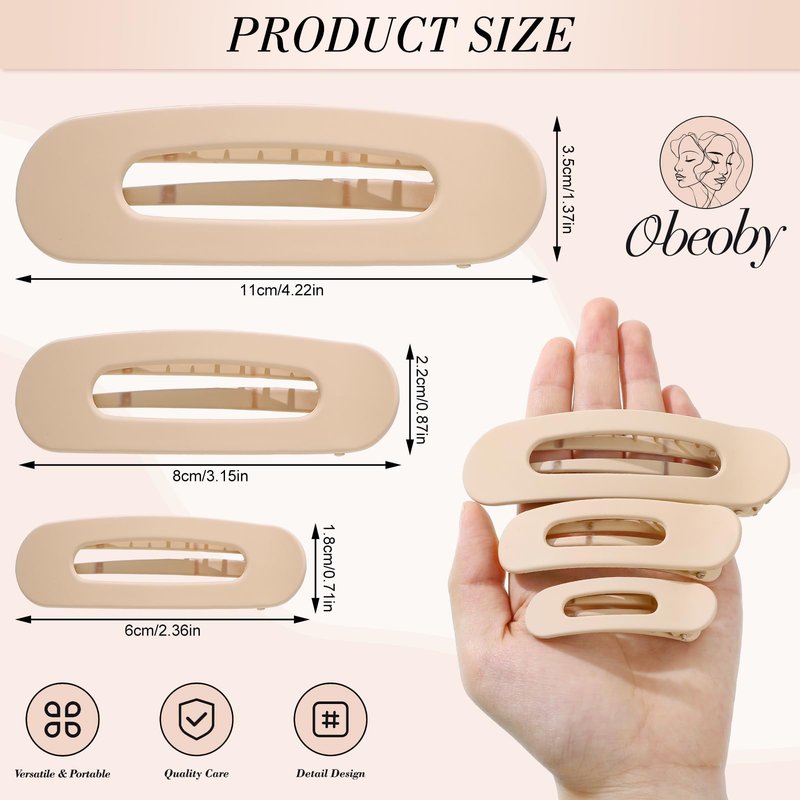 15 PCS Flat Hair Clips, Neutral Color Flat Claw Clips 3 Sizes Hair Claws for Women Girls Thin Hair Medium and Small Hair Clip, Birthday Mothers Day Gifts
