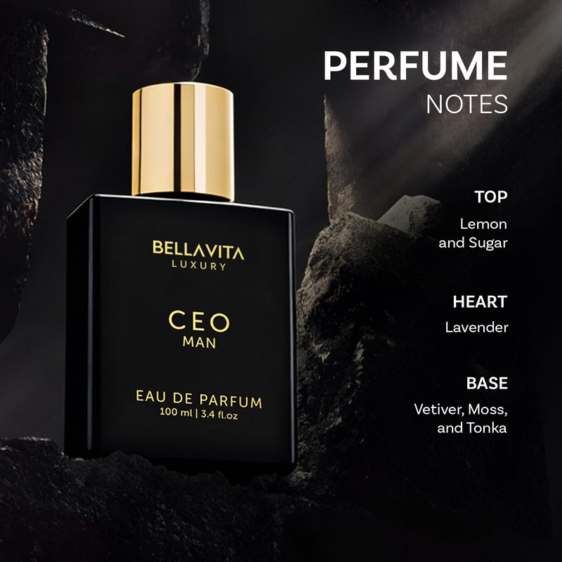 Bellavita Luxury CEO MAN Eau de Parfum | 100 ml (3.4 fl.oz.) | Perfume for Men | Mandarin, Lemon, Lavender, and Vetiver Notes | Long Lasting Men's Fragrance