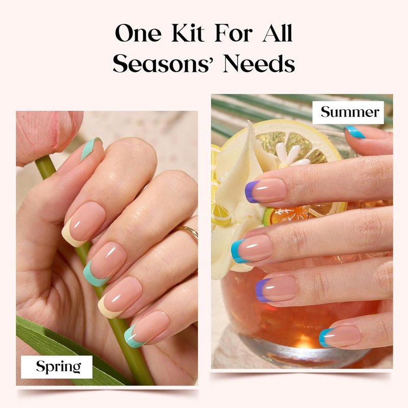 Beetles Press On Nails Kit - 720 Pcs Candy Mix | 24 Colors Short Square Nails with Glue & Stickers