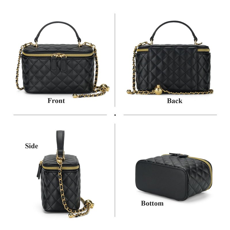 GAYI URBAN Mini Quilted Box Crossbody Bags for Women, Small Square Designer Clutch Purses with Adjustable Chain Strap (Black)