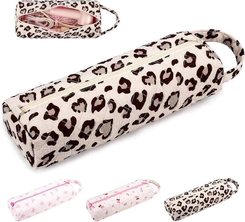 Likesing Quilted Hair Dryer Bag - Travel Case for Dyson Airwrap, Flexstyle & Curling Iron - Leopard Print Design