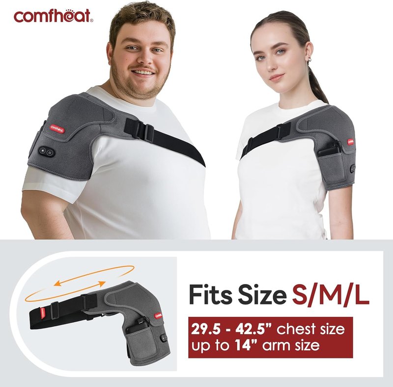 Skiennix Cordless Shoulder Heating Pad - Vibration Massage for Pain Relief | 5000mAh Battery, 1-3H Hot Compress