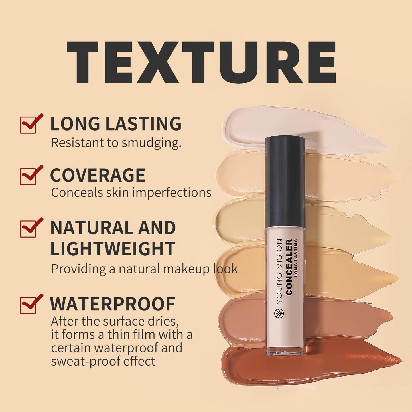 Young Vision Full Coverage Liquid Concealer - Waterproof Under Eye Corrector for Dark Circles & Blemishes | Fair Neutral