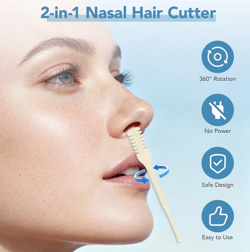 Atoymut Manual Nose Hair Trimmer, Nostril Hair Remover, Portable Travel Home Daily Use Essentials with Ear Pick for Men & Women (6pcs)