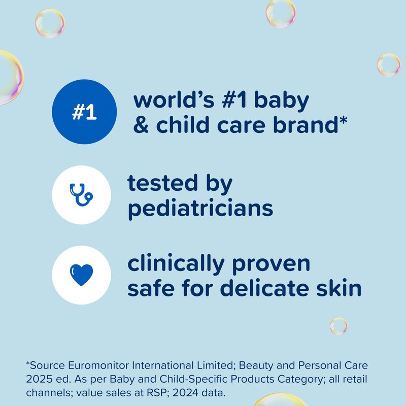 Johnson's Baby Fluffy Bubbles Bubble Bath, No More Tears, Gently Cleanses Delicate Skin Without Feeling Dry, Hypoallergenic, No Added Parabens, Sulfates & Dyes, 13.6 fl. oz