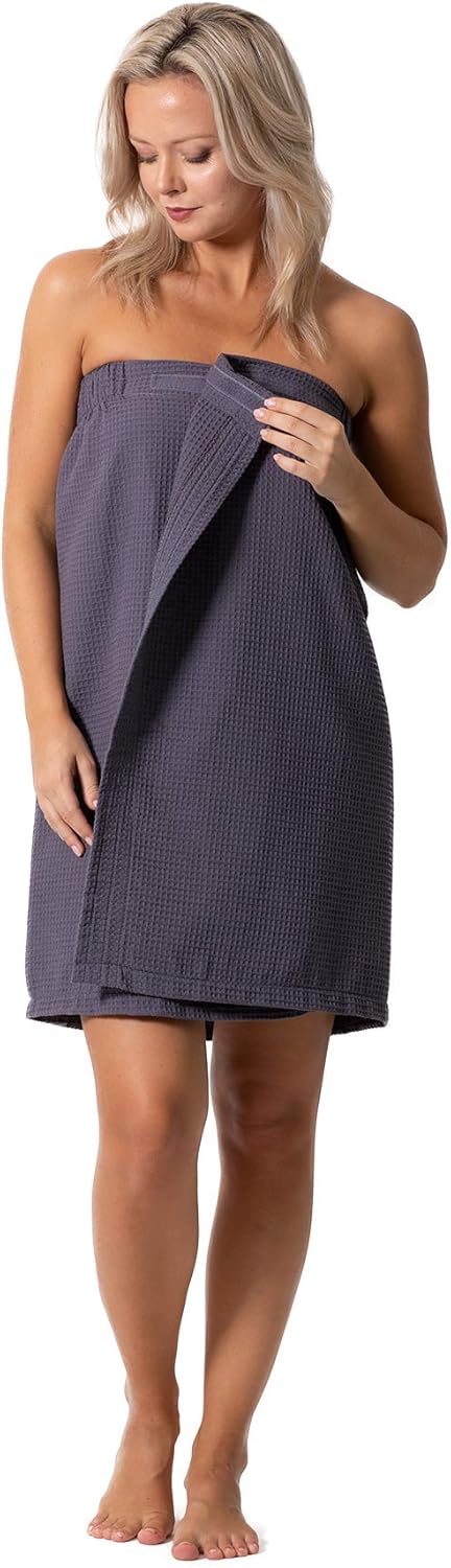 Turkish Linen Waffle Spa Body Wrap for Women - Adjustable Closure, Soft & Absorbent