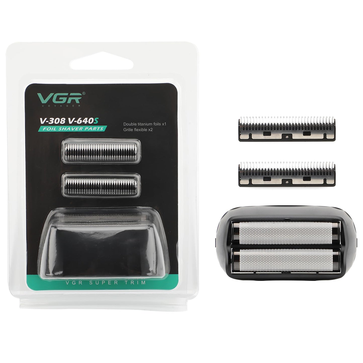 VGR 308/640S Foil Shaver Replacement Head, Electric Shaver Replacement Foil and Cutters Set, Double Titanium Foil Floating Blade, 1 Pack