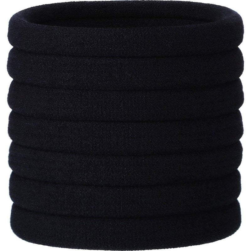 Large Stretch Hair Ties - 20 Pieces Ponytail Holders for Thick Curly Hair | Black, 5 cm Diameter, 1 cm Width