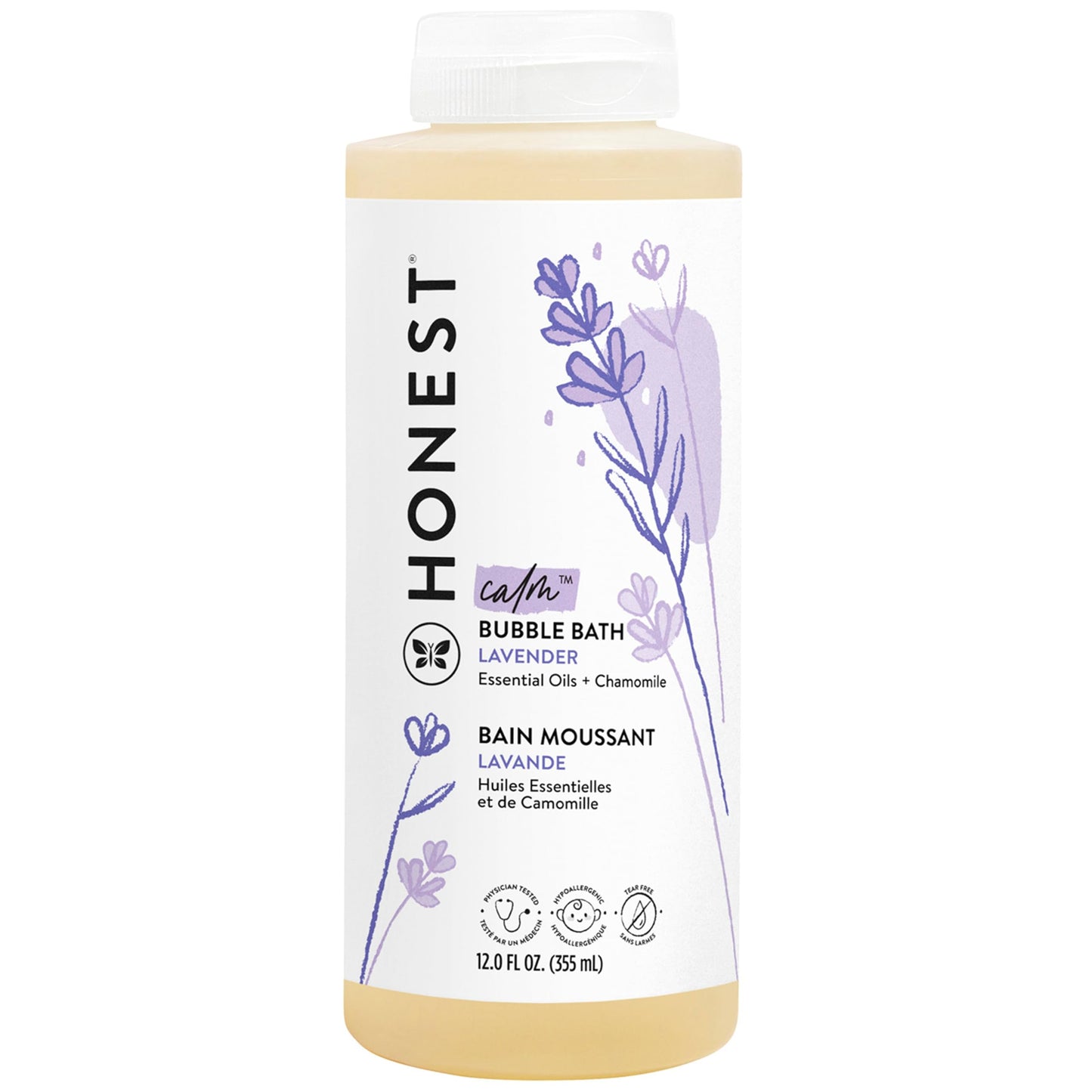 The Honest Company Foaming Bubble Bath & Baby Wash, Tear-Free, Hypoallergenic, Natural Formula, Lavender Calm Scent, 12 fl oz