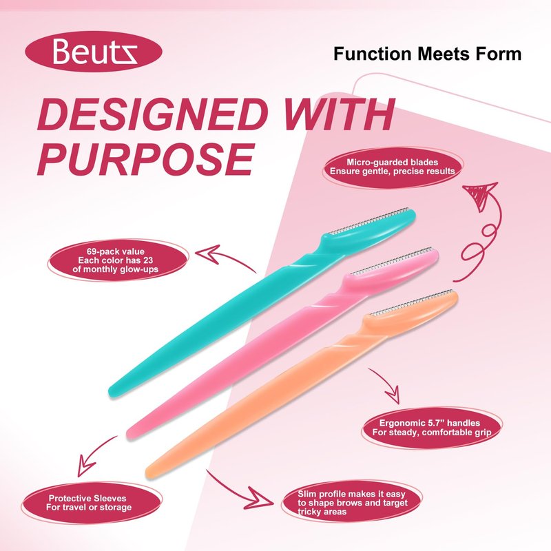 69pcs Eyebrow Razor set for Women Face Dermaplaning Tool Trimming Eyebrow Shaving Hair, Hairline Shaping, and men's facial hair removal