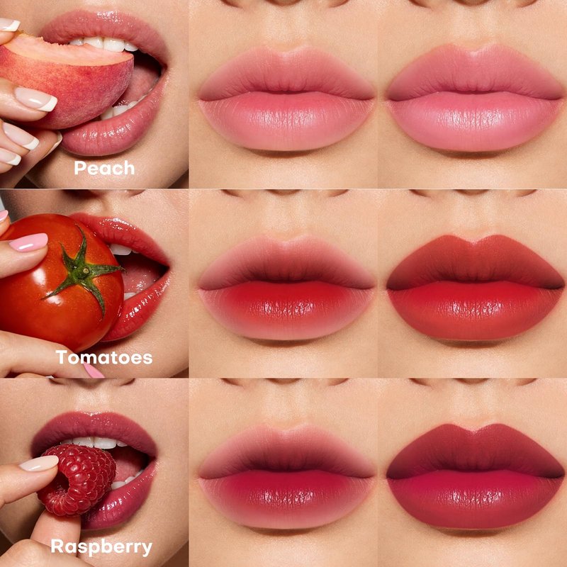 bayfree Lip Tint Stain Set, 7 PCS Lip Stain Long Lasting Waterproof, Hydrating Non-Sticky Liquid Blush & Water Tint, Transfer-Proof, High Pigment Matte Finish,Vegan Korean Makeup Set (fruit land)