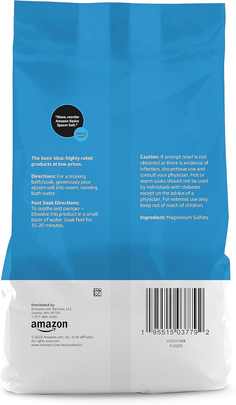 Epsom Salt Soak - Unscented Magnesium Sulfate for Muscle & Foot Relaxation | 3 lb Resealable Bag