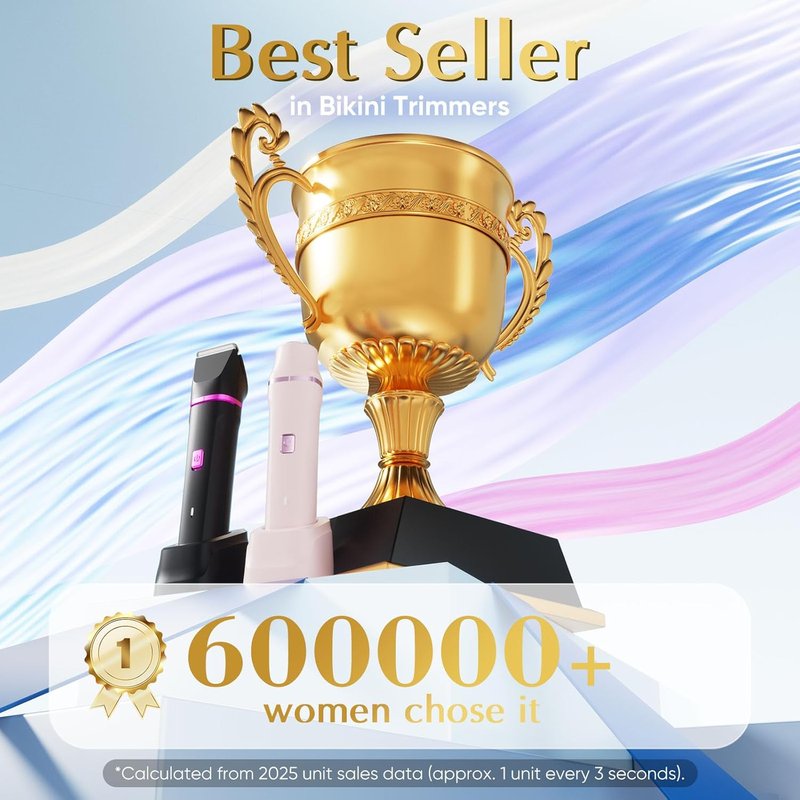 Bikini Trimmer for Women - Wet/Dry Electric Razor with Dual Head, IPX7 Waterproof, Cordless Rechargeable | Perfect for Bikini Line & Underarms