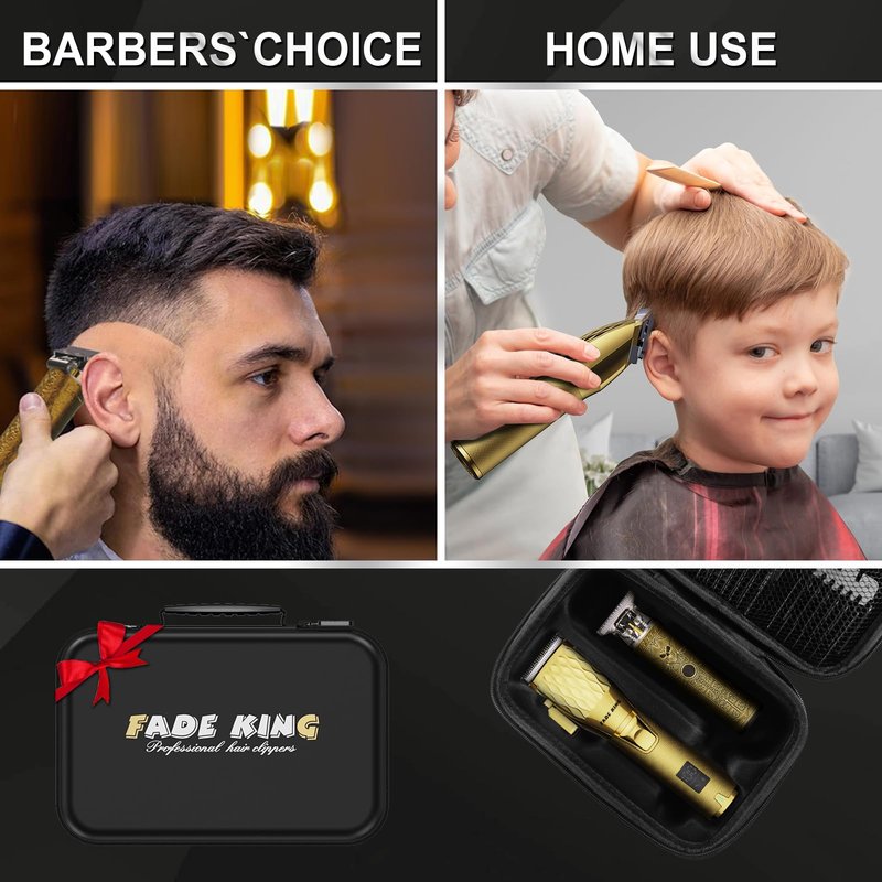 FADEKING® Professional Hair Clippers for Men, Cordless Barber Clippers & Beard Trimmer Set – Precision Hair Trimmer for Home/Barber Use, Men Grooming Kit – Fathers Day Gift for Dad Men Husband