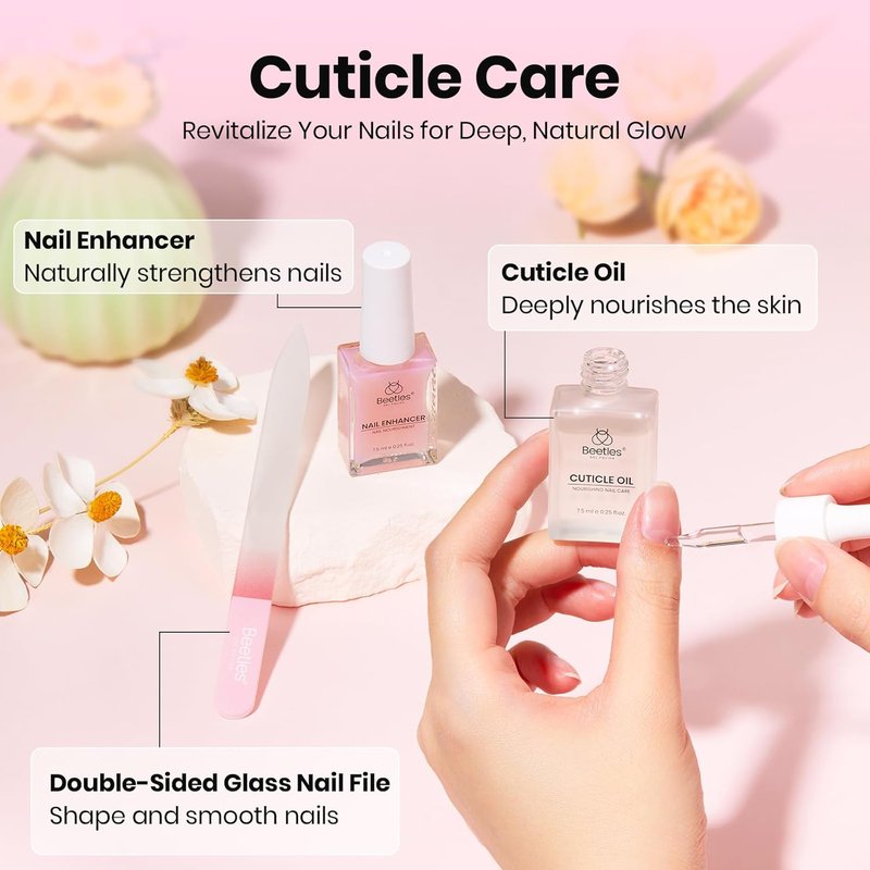 Beetles Gel Polish Remover Kit - 14-Piece Nail Care Set with Cuticle Oil & Glass Files | Perfect Gift for Women