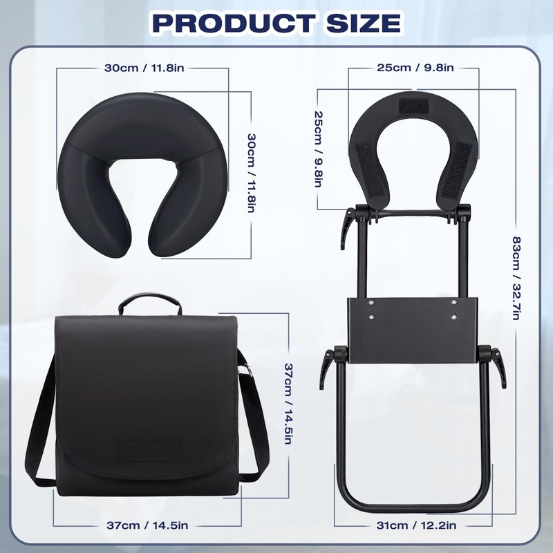 Home Mattress Top Massage Kit, Universal Massage Headrest for Bed, Adjustable Height up to 14.5", Deluxe Face Cradle Face Down Pillow, Home SPA Face Cushion Support Bracket with Portable Storage Bag
