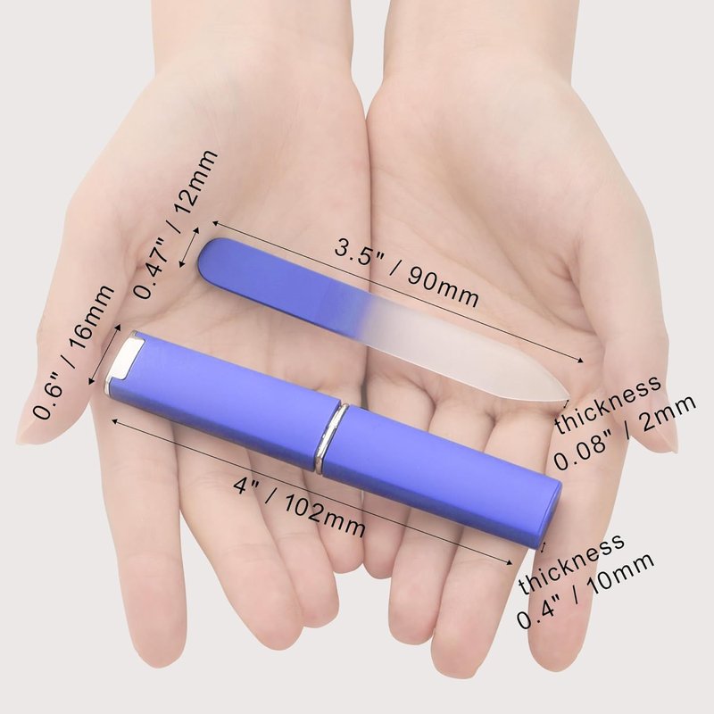 Mini Glass Nail File Set - Double-Sided Etched Crystal Files for Natural Nails | 2-Pack Travel Size