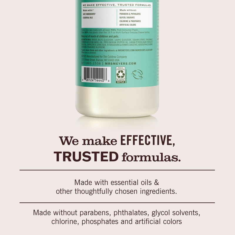 MRS. MEYER'S CLEAN DAY Multi-Surface Everyday Concentrate, Basil Scent, 32 Fl Oz Bottle