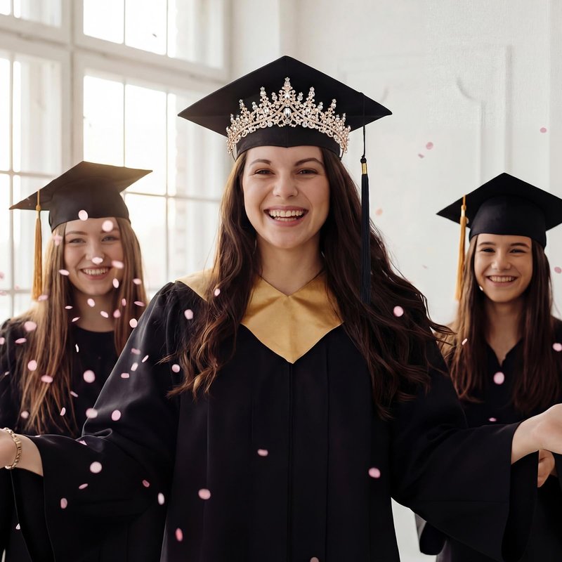 Mepase 2026 Graduation Crown and Cap Rose Gold Glitter Metal Rhinestone Princess Crown Adjustable Black Graduation Hat Grad Tiara and Cap for Women Grad Party Decorations