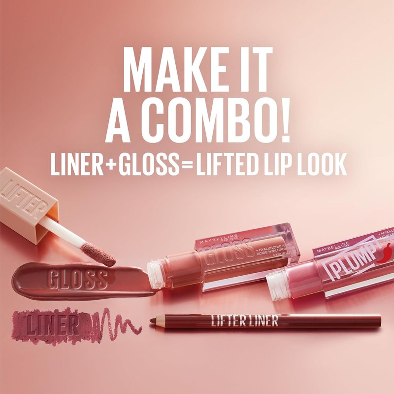 Maybelline Lifter Gloss - Hydrating Lip Gloss with Hyaluronic Acid for Plumper Lips | Heat Raspberry Neutral, 0.18 Ounce
