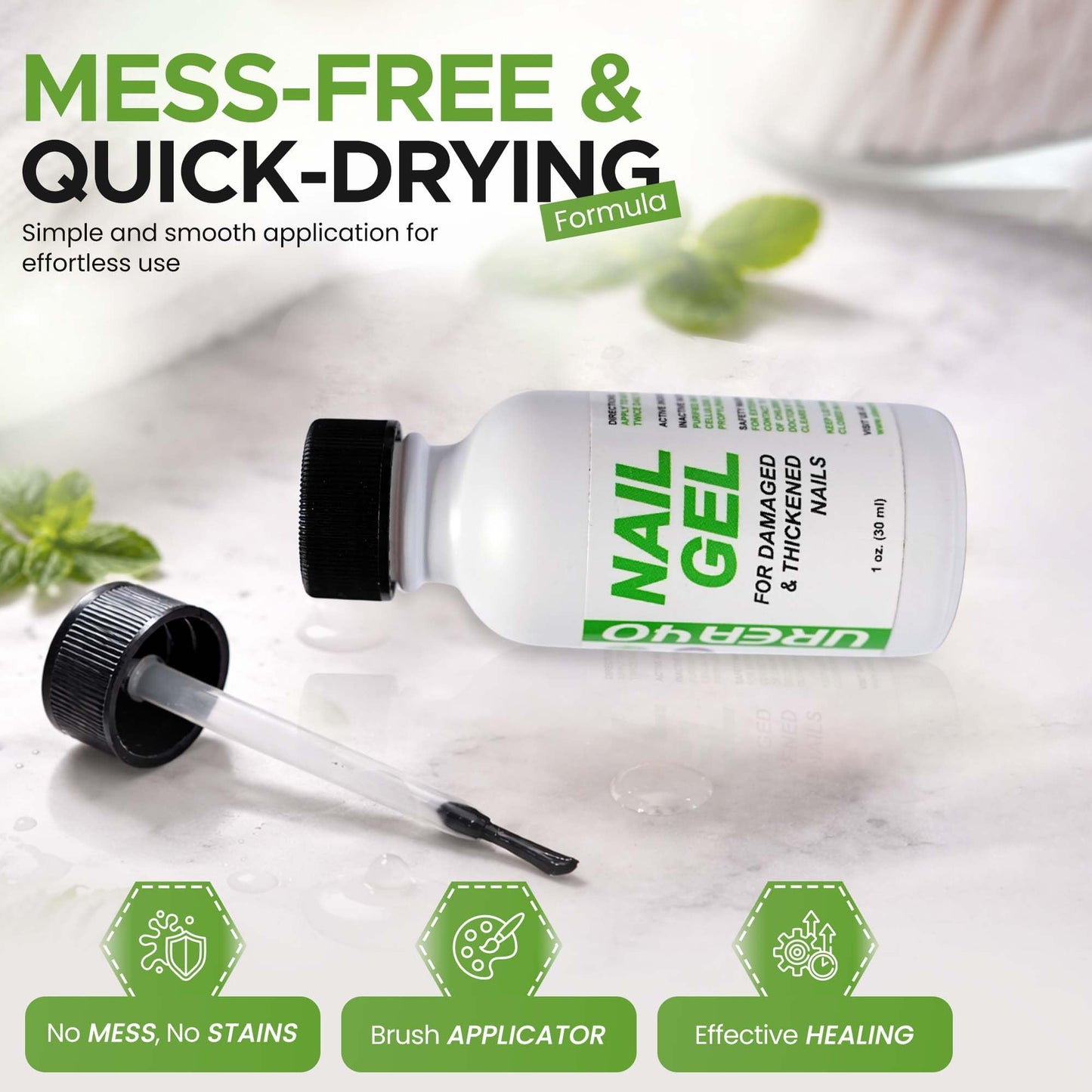 Urea Nail Gel - Softens Cracked Heel Calluses & Thick Toenails - Repairs Damaged, Yellow, Discolored Nails – Highly Effective & Quick-Dry Fingernails & Toenail Treatment (Urea 40%)