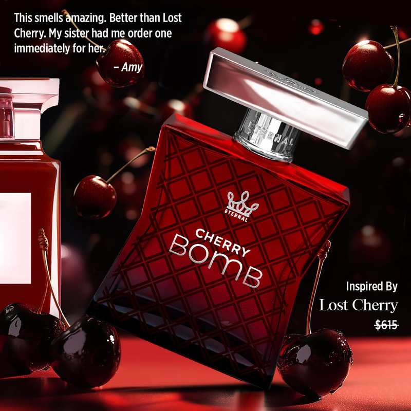 Eternal Fragrance - Eternal Cherry Bomb - Inspired by Lost Luxury Cherry Perfume - 3.4 oz (100ml) - Eau de Parfum - Long-lasting - Vegan - Clean Ingredients - Unisex Perfume - 2000 sprays per bottle